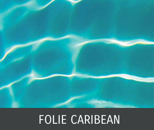 Poolbau mit Karibik farbener Poolfolie